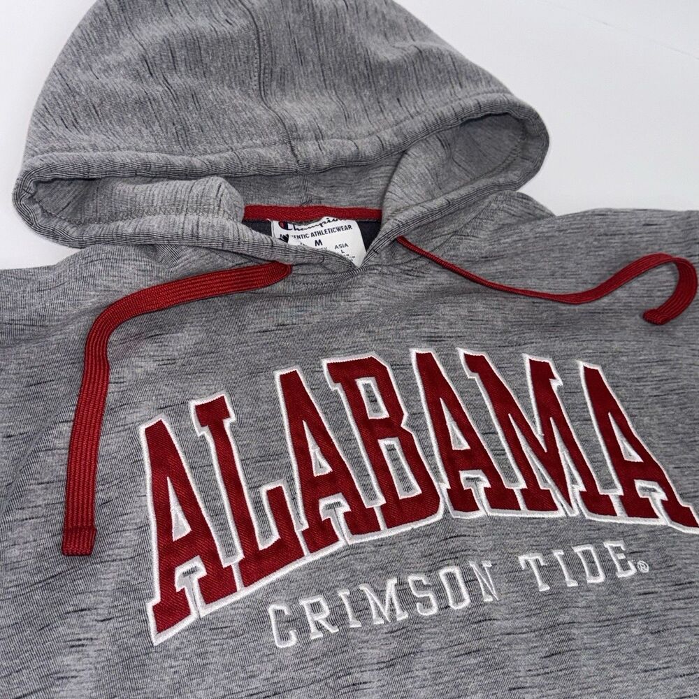 Champion Alabama Crimson Tide Pullover Hoodie Gray/Red Drawstring Size M